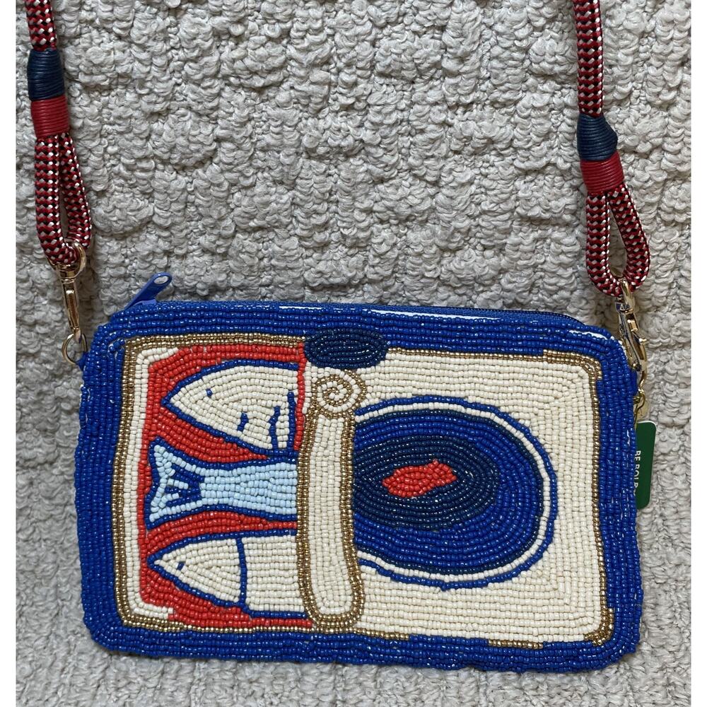 Ink Alloy Leila Beaded Clutch w/ Strap Crossbody NWT Sardines in Tin Sead Beads - Picture 9 of 10